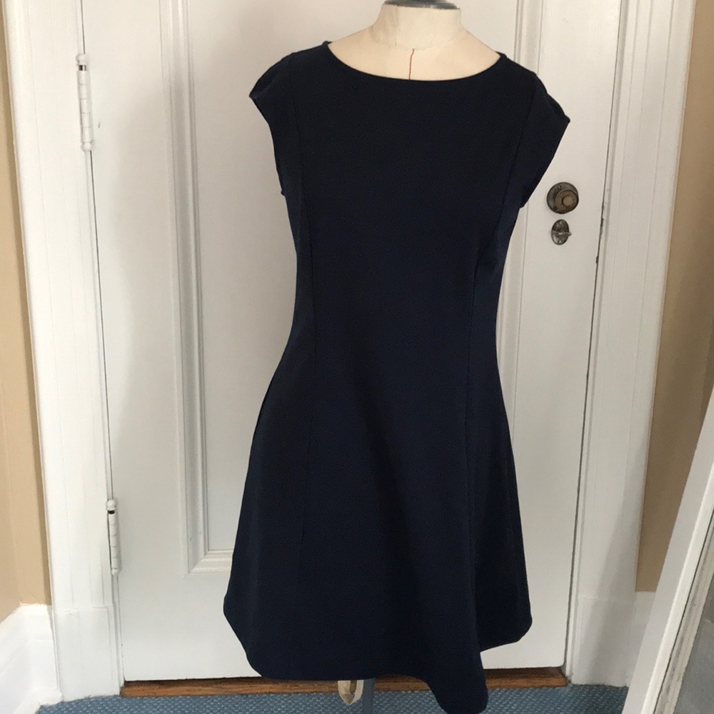 Simple navy blue dress.